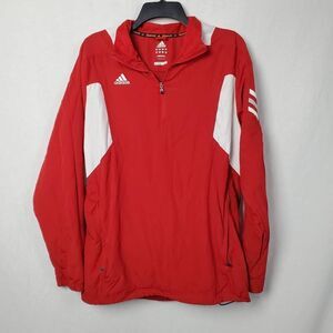 Red Adidas Team Issue Full-Zip Hoodie Sweatshirt Men’s Size Large Mentor-131 Log